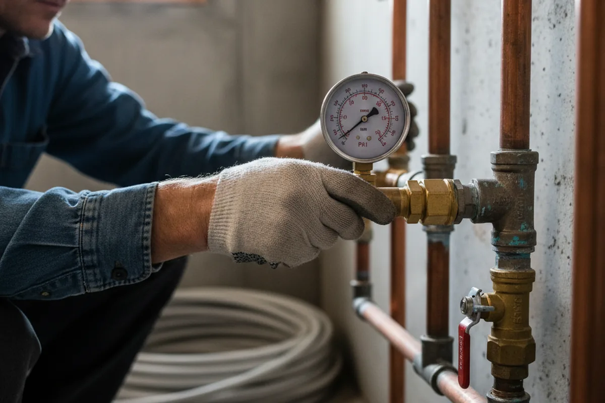Pressure testing a repaired line during Water Line Repair in Deal